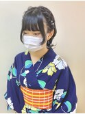 ウルフの浴衣ヘア // 編み込み × 三つ編み × パールピン