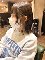 シークスヘアブラウン(SYKTH hair Brown) 【ウルフ風な顔まわりcut】切りっぱなしボブ/イヤリングカラー