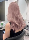 韓国ミルクティーピンクアッシュベージュカラー30代原宿ブリーチ