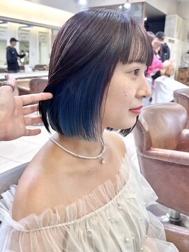 ヒビヲ(HIBIO) 横浜ハイトーンボブタッセルボブ外ハネボブミルクティーベージュ