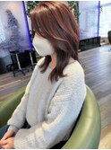 ベージュブラウン_ハネ感ミディ_