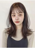 黒髪/グレーベージュ/レイヤーロング/前髪パーマ[新宿駅]