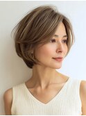 白髪ぼかしショート似合わせカット30代40代50代60代