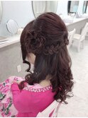 Pinky..お花アレンジハ－フアップ