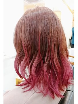 カキーン(cakeen) 大人かわいいシアーピンク×エンドカラー セクションカラー