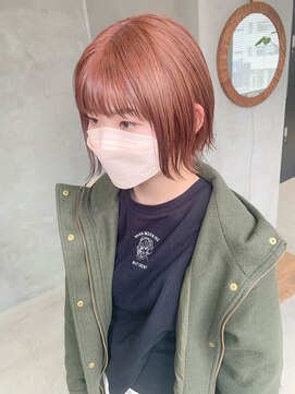 テトヘアー(teto hair) アプリコット、コーラルピンク、淡いピンク、ブリーチカラー