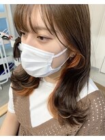 ディードットログ 大和西大寺店(D.Log)&nbsp;オレンジベージュイヤリングカラー　インナーカラー　大和西大寺