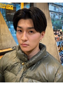 ビンゴ(BINGO) 1372センターパート刈り上げ短髪ショート韓国ヘアアップバング