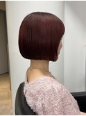 新宿切りっぱなしボブ前下がりボブシアーカラー/髪質改善/暖色