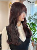 韓国風レイヤーカット×ルビーボルドーカラー