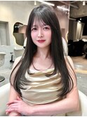 レイヤーカット　ダークグレージュ　顔まわりカット　小顔