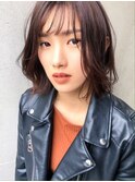 ♯シースルーバング♯ミディアムヘア＃#ダークブラウン