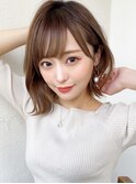 大人かわいいフェザーバング外ハネボブマロンベージュ20代吉祥寺