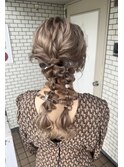 ツインヘア 編みおろし ポニーテール ヘアセット