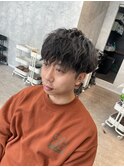 メンズツイストスパイラルパーマ ツーブロック 波巻きパーマ