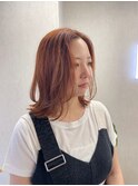 ピンクオレンジ / ミディアムボブ 〔久屋大通/久屋/丸の内〕