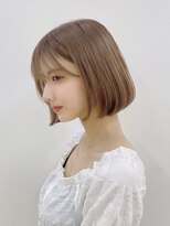 ユーフォリア エヌ 池袋サンシャイン通り店(Euphoria +n)&nbsp;ハイトーンカラーミルクティーベージュミニウルフ丸みボブ