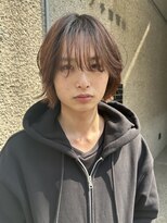 =メンズボブ/ダークアッシュ/ニュアンスパーマ／メンズウルフ