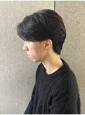 メンズナチュラルセンターパート襟足ダウンパーマ毛流れパーマ