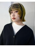 イエローデザイン姫カットボブ