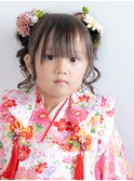七五三3歳ツインお団子ヘアアレンジ/七五三7歳にも/代々木着付け