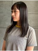 グレーカラー ストレート 透明感カラー 20代 黒髪 ヘッドスパ