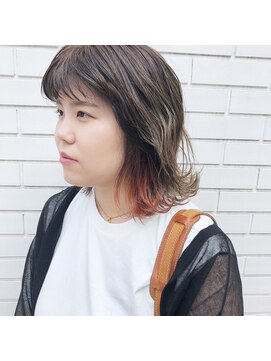 フェンヘアーアイス 中目黒(Fen.hair ici) ボブ 外ハネ 切りっぱなしボブ ポイントカラー