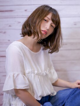 オーストヘアジジ(Aust hair Gigi) パーマで作るワンカールロブ×ヌーディーグレージュ　K