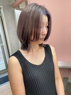 カームバイリコ 学芸大学(calm by liko) 斜めバング/グレージュカラー/デザインカラー/学芸大学