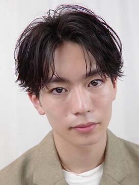 オーシャントーキョー 仙台(OCEAN TOKYO) ニュアンスパーマセンターパート韓国マッシュ黒髪ツーブロック