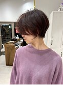 大人ショートボブ丸みショートカットマッシュショート前髪あり