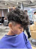極道パーママンバンヘアスペインカールダークアッシュマッシュ