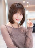 チョコグレージュ/20代30代大人かわいい/ミディアムレイヤー