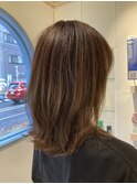 ココアブラウンハイライトくびれレイヤー赤羽美容室カラーが得意