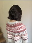 切りっぱなしボブ外ハネ外国人風ボブブラウンカラー前髪なし