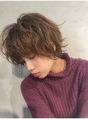 【GARDEN田中麻由】丸みショート無造作カールデザインカラー