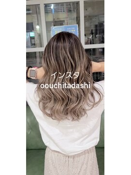 シェリー(cherie) ハイブリーチ一回☆エアータッチバレイヤージュ×ミルクティー