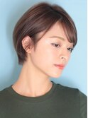 40代50代小顔黒髪ネビージュボブルフワンレン前髪ありショート