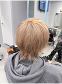 抜きっぱなしホワイトブロンド/ウルフ/メンズウルフ/マッシュ