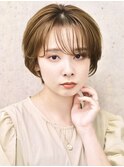 シースルーバングショートヘア　丸みショート　ショート　奈良市