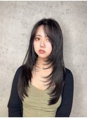 ザクザクレイヤーカット/顔まわりレイヤー/かきあげバング