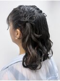 髪リボンハーフツイン
