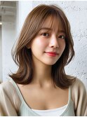 韓国風 ミディアムレイヤー 顔周り 小顔カット 透明感 10代20代