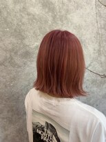 ジュラク(JURAKU)&nbsp;切りっぱなしロブ×ピンク×オレンジカラー