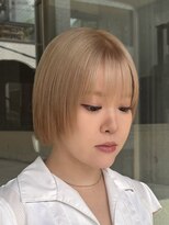 ヲタク 渋谷 代官山 恵比寿(wotaku.) ミルクティーベージュホワイトベージュハイトーンショートボブ