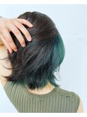 みどりインナーカラー　外ハネボブ　uchida