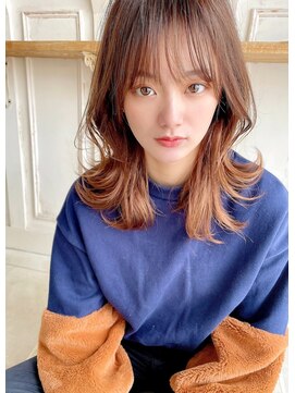 アリスバイアフロート 自由が丘(ALICe by AFLOAT) ミディアムレイヤー（くすみブルーミニウルフデジタルパーマ