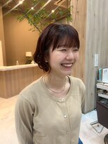 ユウヘアー 千代田橋店(U Hair)&nbsp;ワイドバング/丸みショートボブ/テラコッタカラー