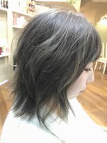 ヘアー カフェ コトノハ(hair cafe kotonoha) 【コトノハ】小顔　外ハネボブ　オリーブカラー　ネオウルフ