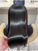 ミニウルフ黒染め髪質改善縮毛矯正酸性ストレートレイヤー/博多